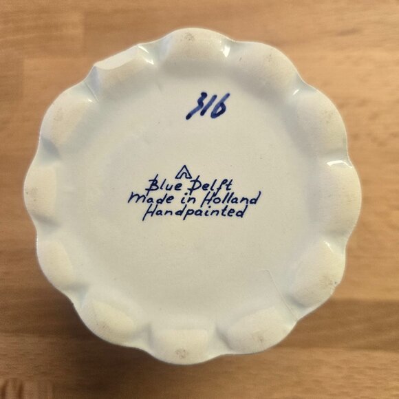 Vintage Blue Delft Made in Holland Handpainted Small Posy Vase Cup - Picture 4 of 8